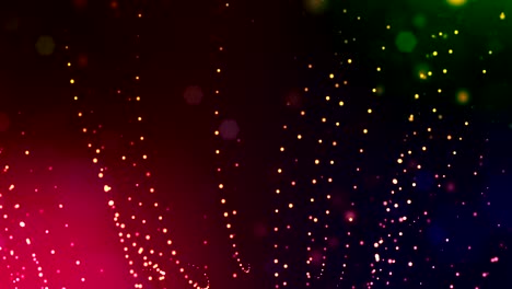 fondo 3d multicolor con fantásticas partículas luminosas. animación 3d en bucle con profundidad de campo, efectos de luz. fondo digital moderno. campo de punto 1