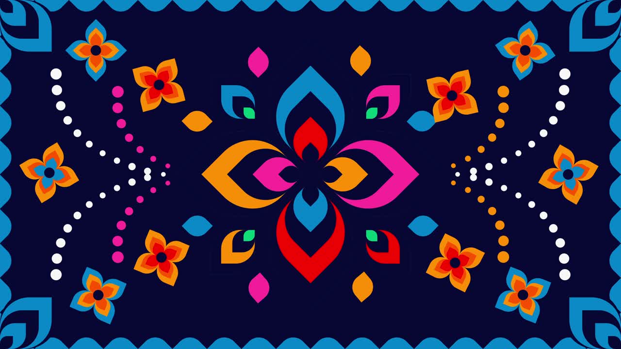 diseño floral en colores de neón con elementos en bucle en video 4k.