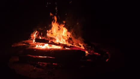 footage of campfire at night