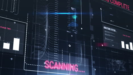 animación del procesamiento de datos sobre un fondo oscuro