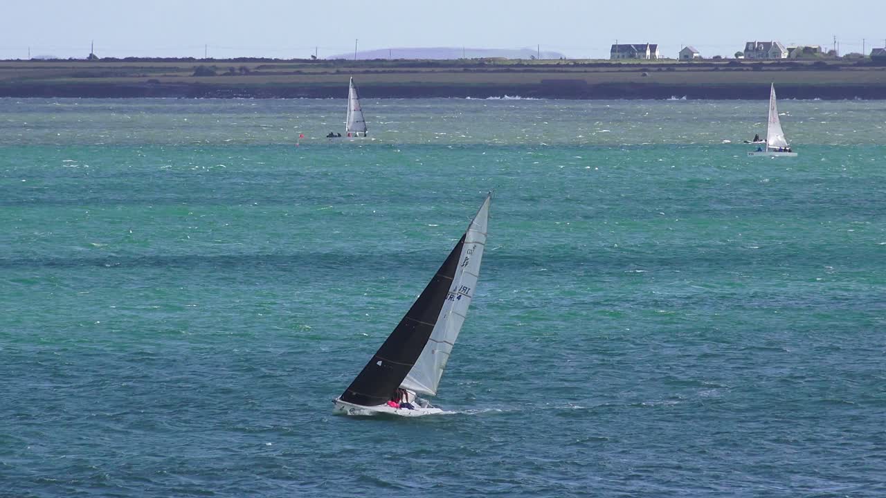 Yachts racing in blustery conditions off the Wexford coastline