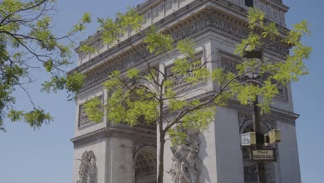 close up of arc de triomphe in paris france shot in slow motion