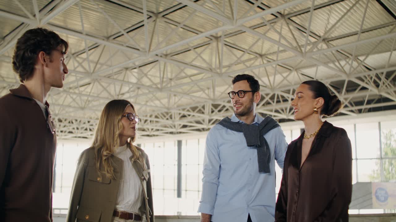 Group of friends talking outside