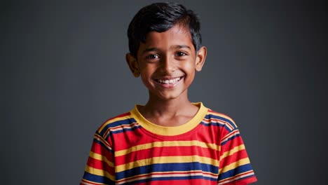 smiling boy in striped shirt