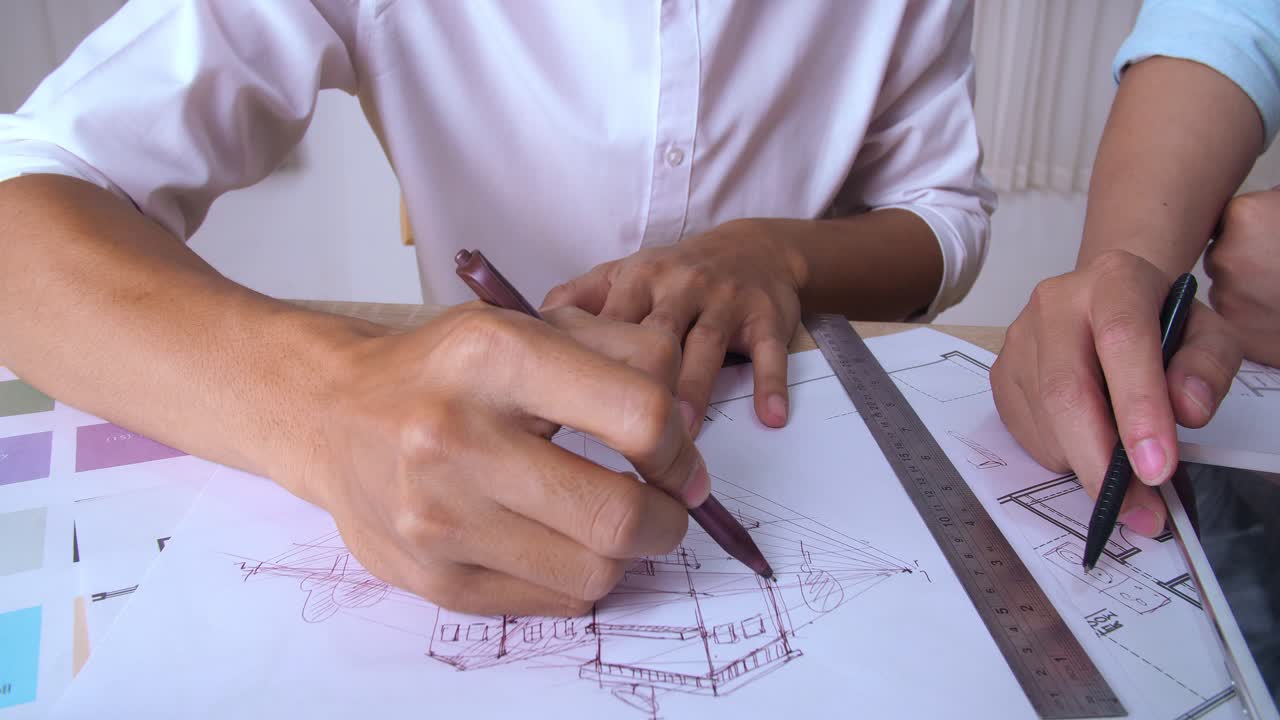 Hands Drawing A New Home