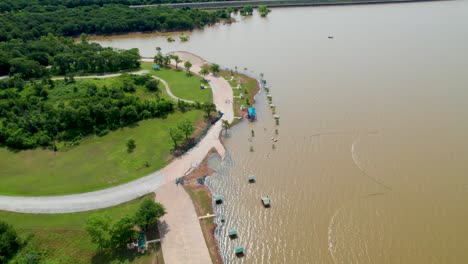 this is an aerial video of flooding at a park on lake texoma. this was shot in late may 2025 after several massive rain storms