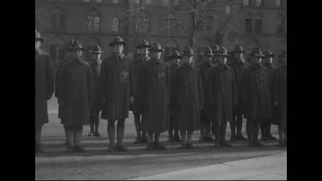 students graduate from the us army signal corps at yale university in 1918 and a 360 degree pan of camp meade