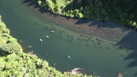 kayaking the clear waters of spring creek in southern oregon