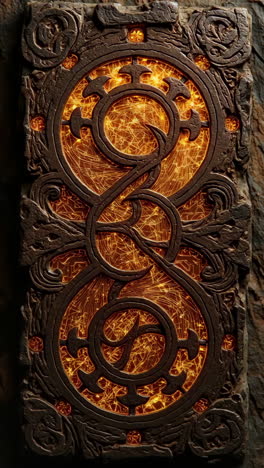 ancient glowing runes: mystical stone carving with ethereal light