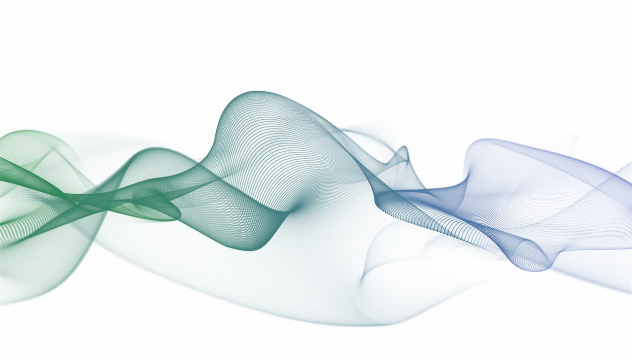 Linee ondulate in loop a movimento lento nei colori verde e blu.