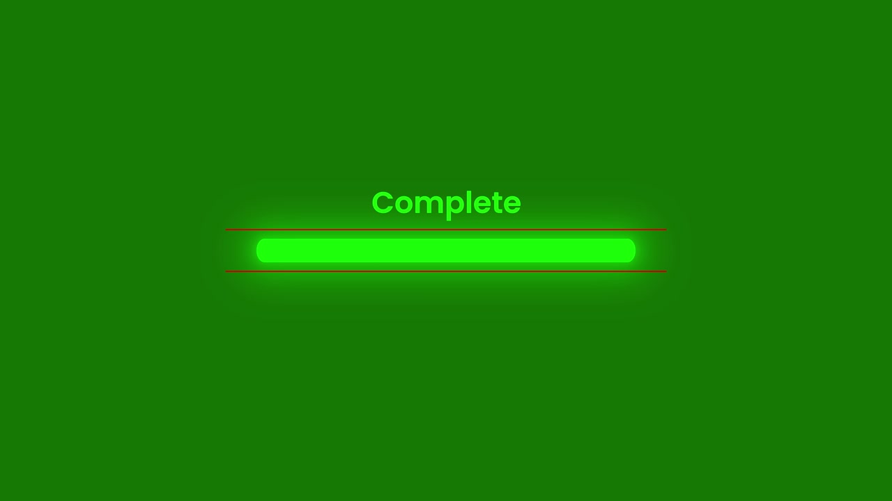 Digital Loading Progress Bar Initializing and Completing on Green Screen