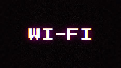 intentional digital artifact injection fx animation, decoding a noisy scambled 8-bit text: wi-fi