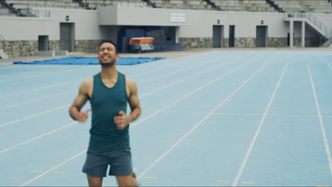 team of track runners running to a finish line to