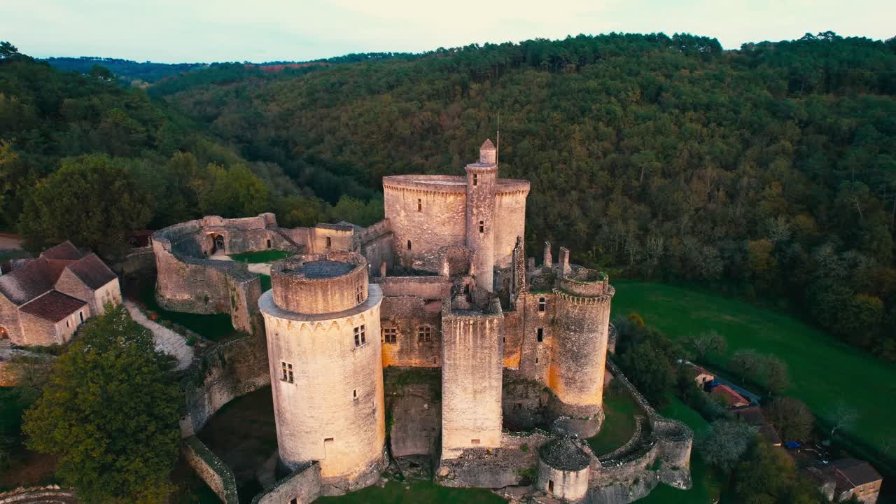 16th-century Bonaguil Castle in France, medieval fort with firearm defense