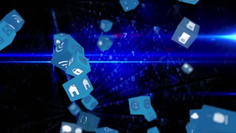 y iconos de aplicaciones en línea en cubos y números