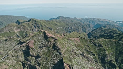 madeira pico ruivo droneshot, aerial, high altitude with panoramic view