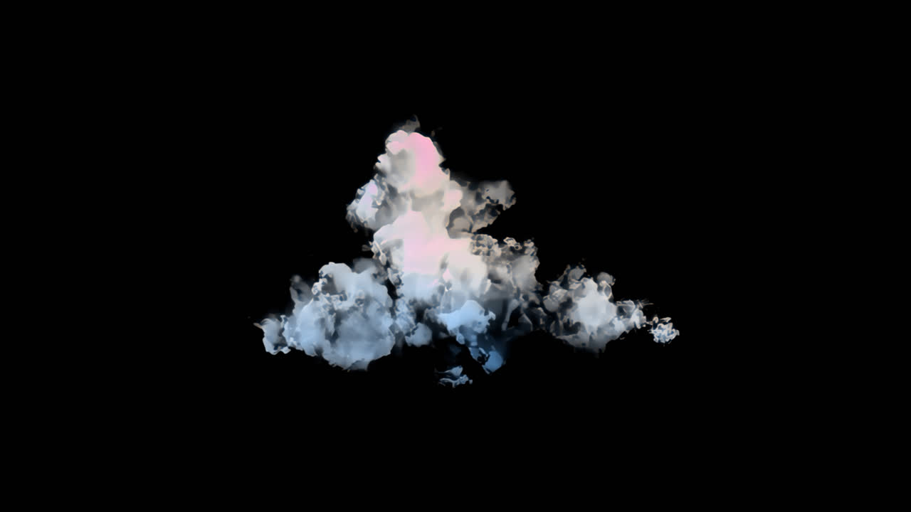 Pastel pink cloud animated overlay, transparent 4K video, alpha channel, ProRes 4444