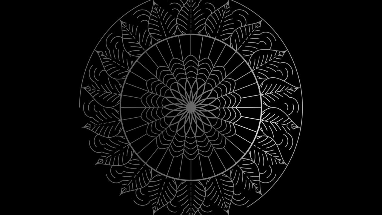 abstract ornamental digital dibujado a mano mandala de color plata, imágenes de animación. patrón oriental del elemento decorativo vintage floral.