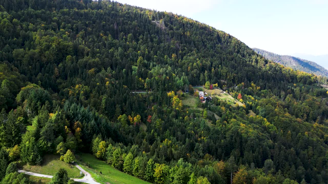 eslovenia bosque montañoso alpes europeos durante el verano verde, vuelo aéreo de drones