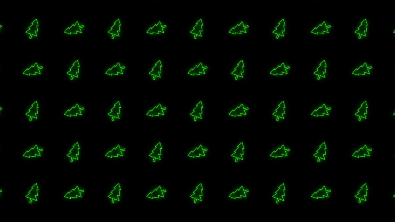 빛나는 녹색과 검은색의 크리스마스 트리 타일 배경 애니메이션 패턴