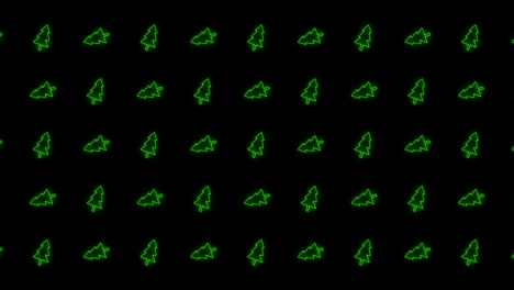 christmas tree tiled background animation pattern in glowing green and black