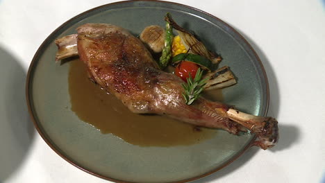 roasted leg of lamb with grilled vegetables