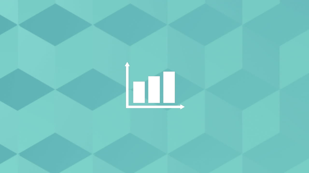 animación del procesamiento de estadísticas sobre un fondo con patrones en 3d