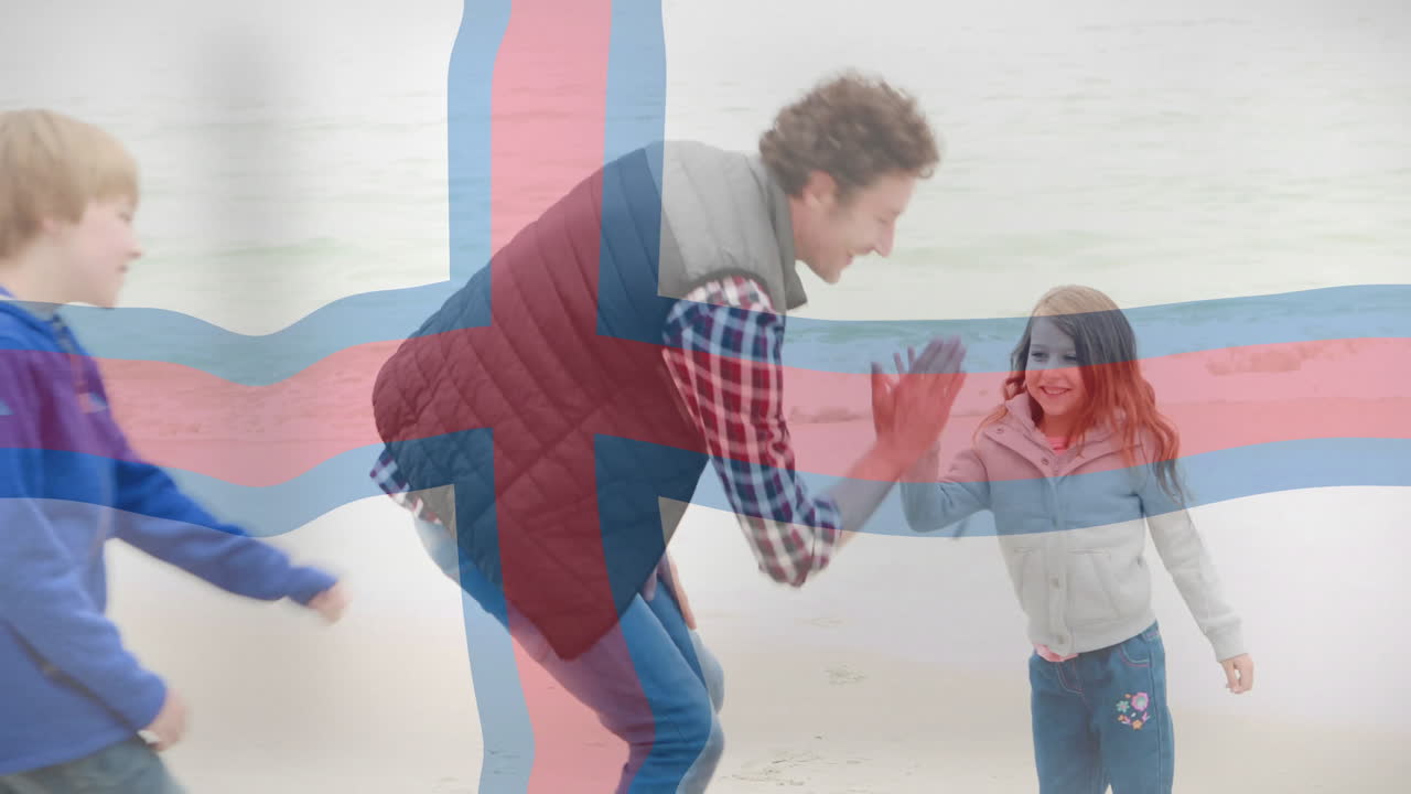 아버지와 딸이 바가에서 놀고, 페로 제도 플래그 오버 애니메이션