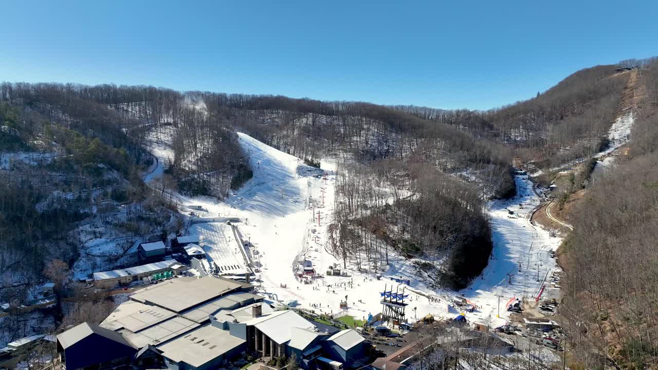 aerial orbit of ober mountain ski area in gatlinburg tennessee