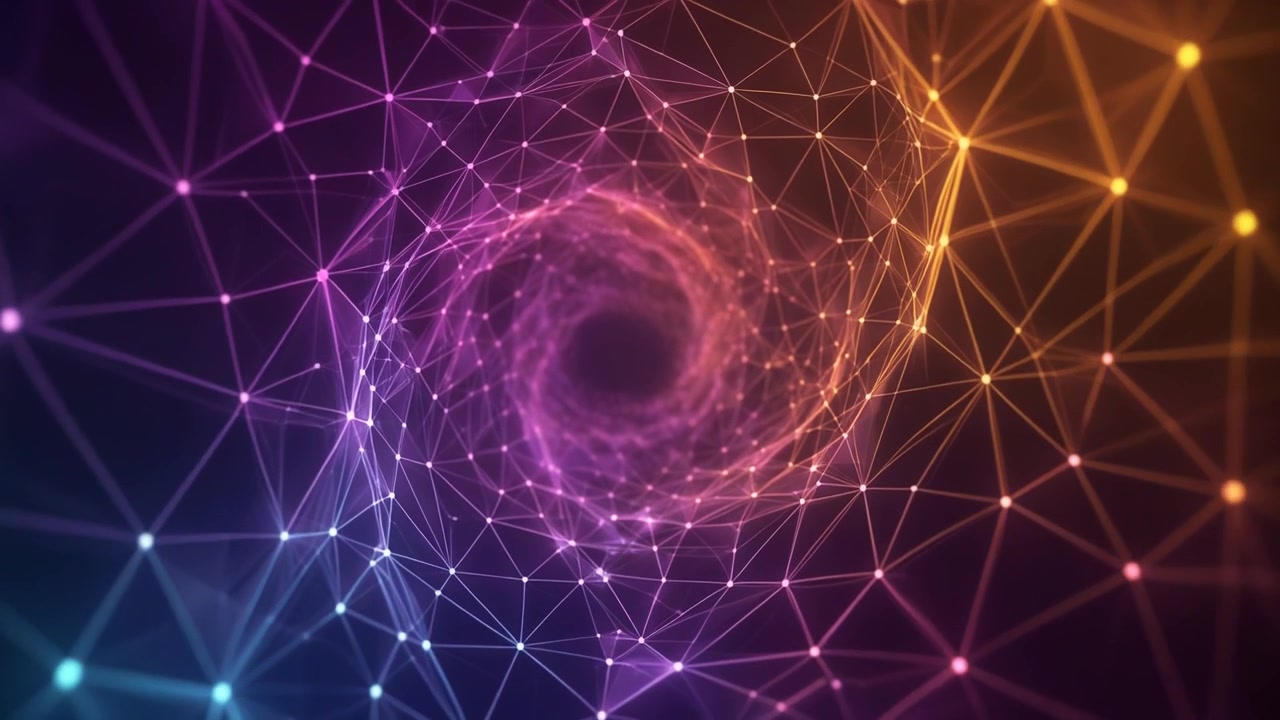 Tunnel digitale astratto con connessioni di rete luminose