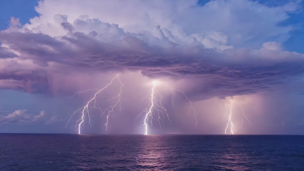 tormenta de relámpagos sobre el océano