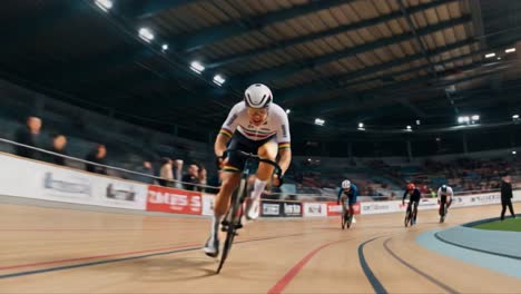 intense competition unfolds on the velodrome as cyclists push their limits in a high-speed race for victory and glory