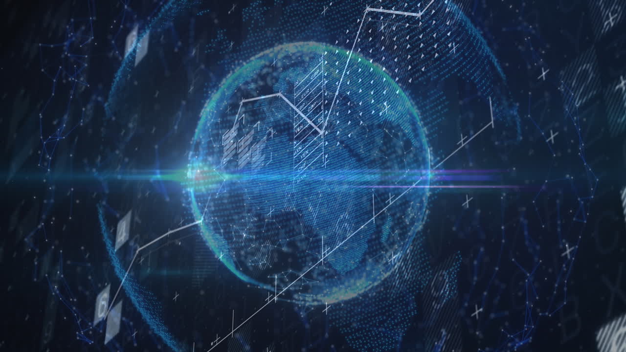 검은색 배경에  ⁇ 락과 금융 데이터 처리의 애니메이션