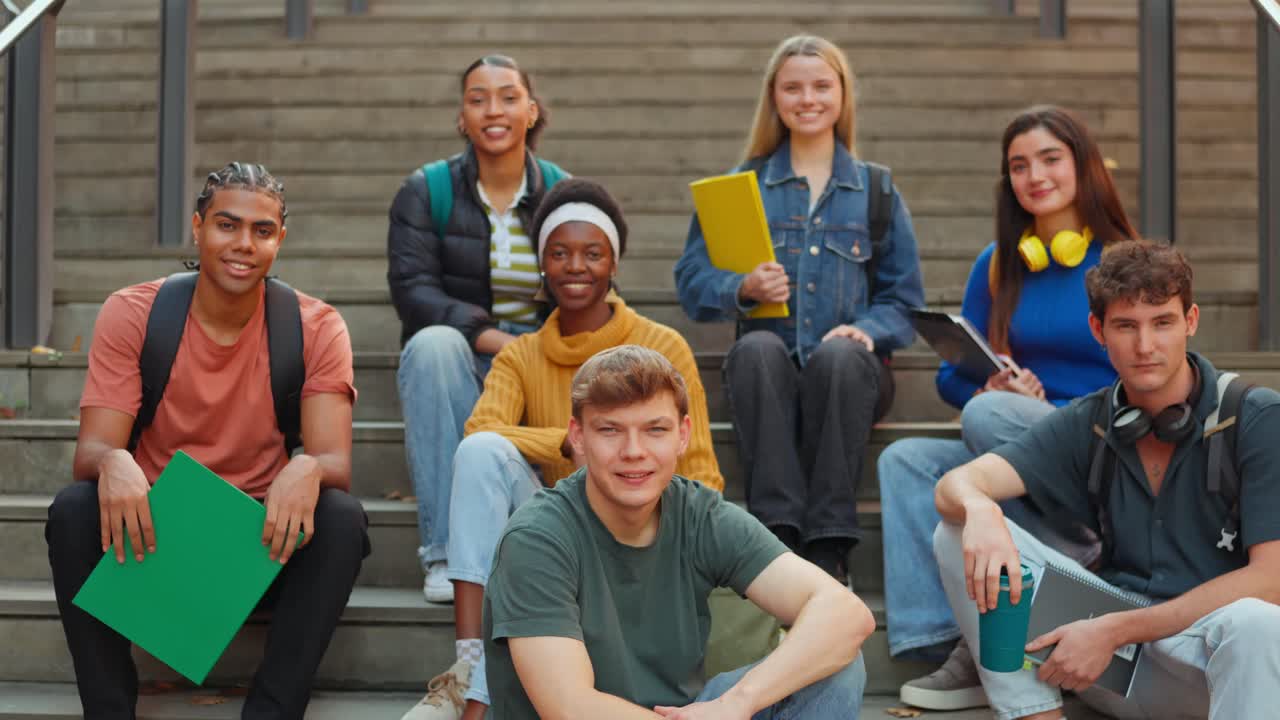 Group of students on stairs