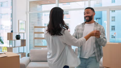 Apartment,-smile-and-couple-with-boxes