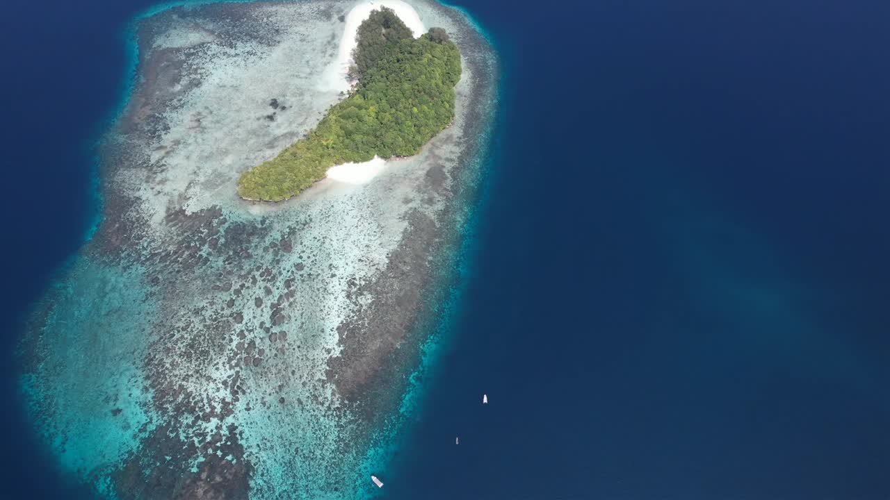 View from top on Mioskon, paradise island in Raja Ampat, Indonesia