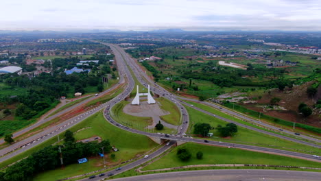 aerial view of abuja, nigeria highway interchange