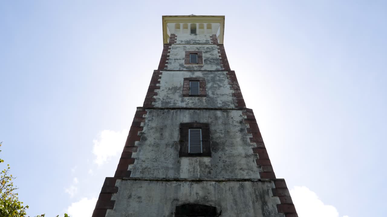 Point Venus historic lighthouse, Matavai Bay, Papeete,Tahiti, French Polynesia.Closeup shot.