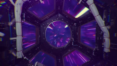 interior de la estación espacial con efecto de velocidad de dobra