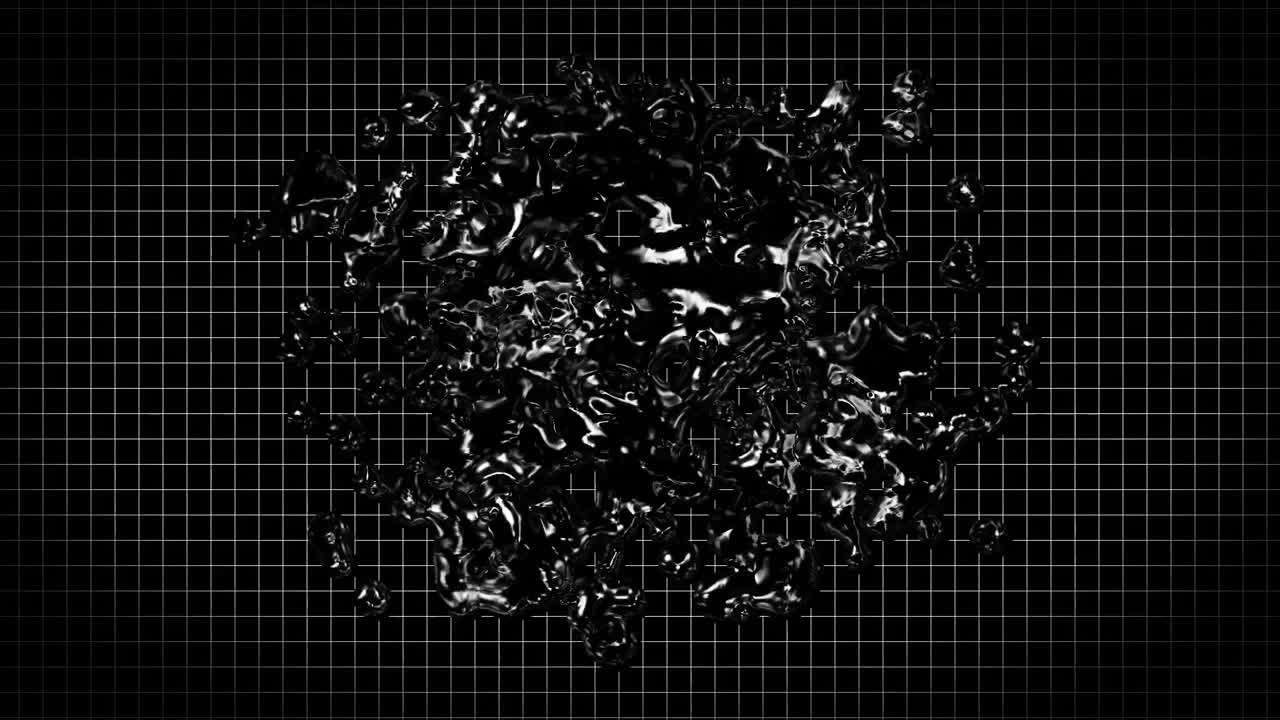 흑색으로 빛나는 흐르는 액체의 애니메이션이 최면 운동으로 움직입니다.