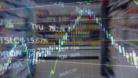 animación del procesamiento de datos financieros a través del carrito de compras.