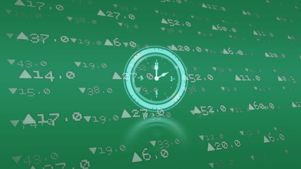 animazione di dati finanziari su sfondo verde