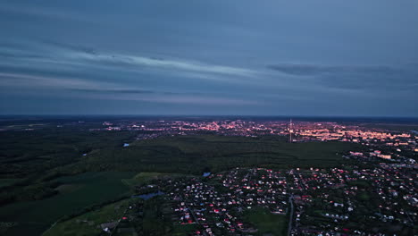 aerial view of rural houses in a village in ukraine