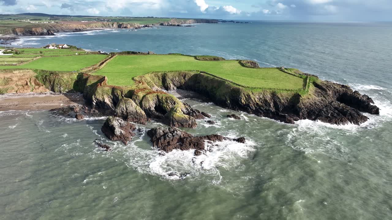 Ireland epic locations rough swell and waves of incoming tides Dunabrattin Head Waterford