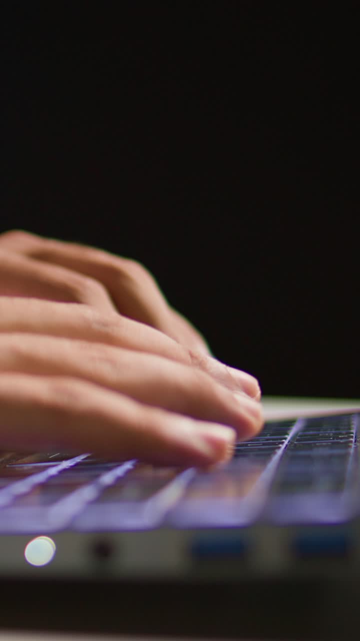 Vertical video Businessman typing on notepad keyboard
