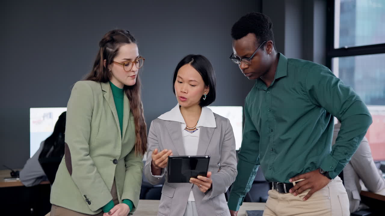 Business people, tablet and advice with corporate