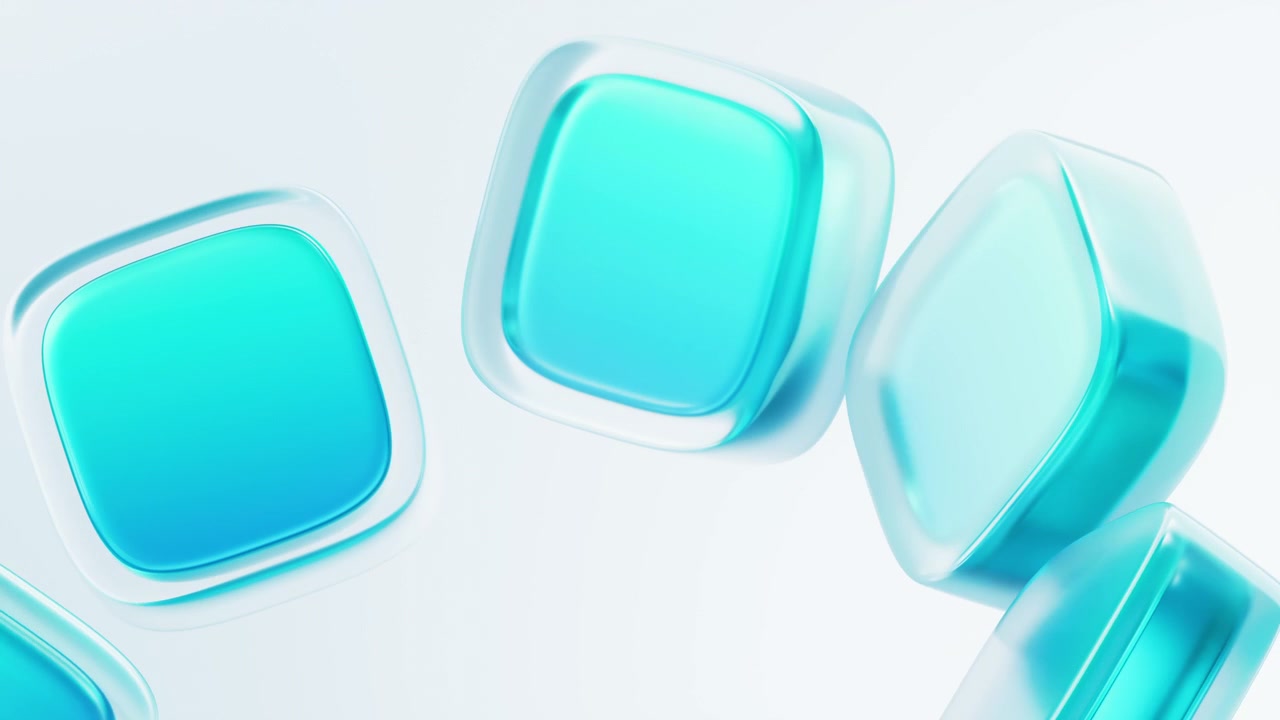 Abstract blue cube geometric glass background, 3d rendering.