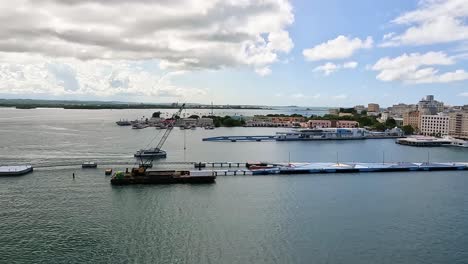 san juan cruise pier, puerto rico. fixing the pier after it was damaged by a cruise ship.