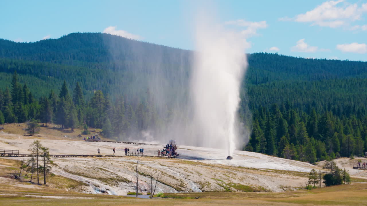 Old Faithful Geyser Erupting in Yellowstone National Park