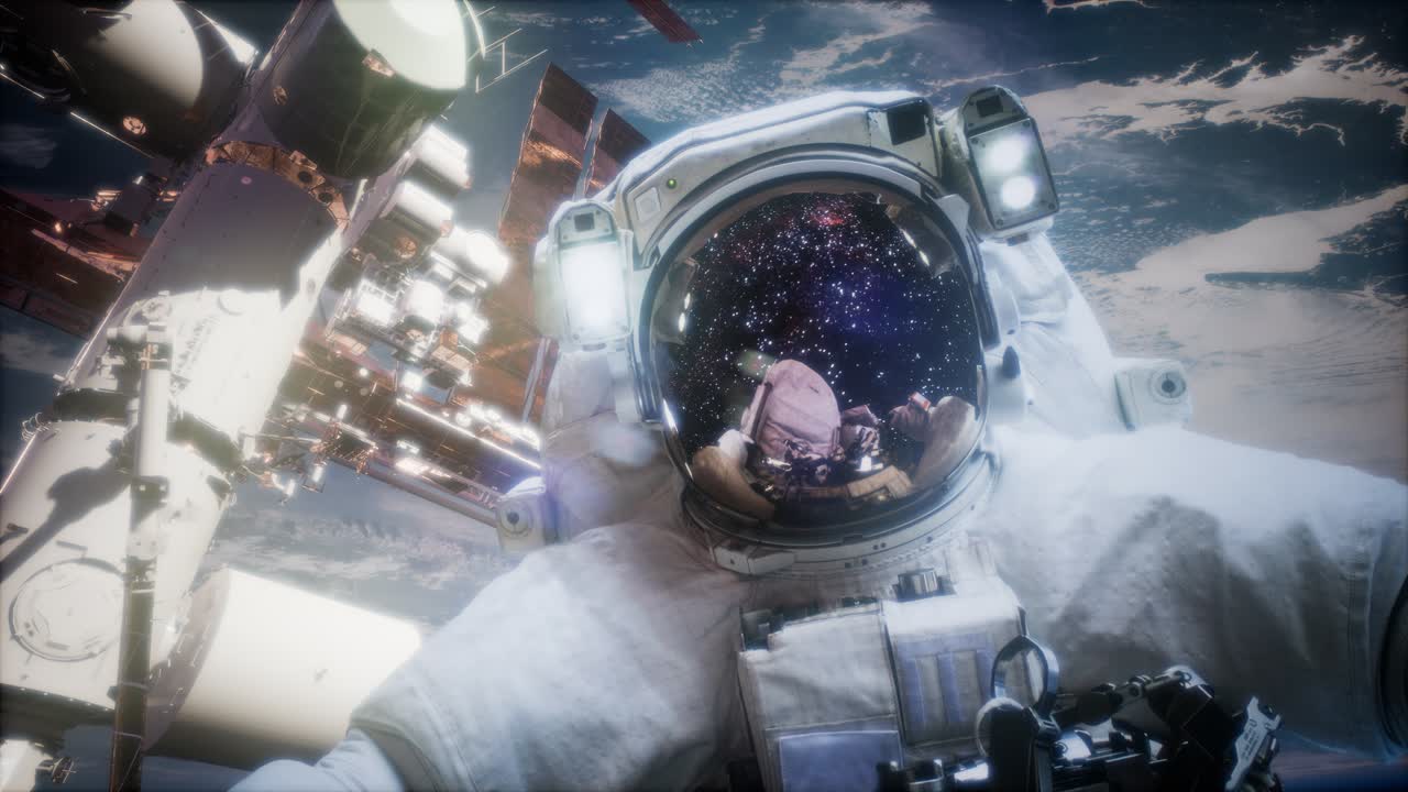 Astronaut at spacewalk. Elements of this image furnished by NASA